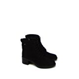 CASTLE BLACK CB32345-1 SİYAH NUBUK KADIN FERMUARLI TOPUKLU BOT