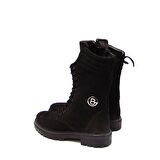 CASTLE BLACK CB3752 SİYAH NUBUK KADIN BAĞLI FERMUARLI POSTAL BOT