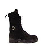 CASTLE BLACK CB3752 SİYAH NUBUK KADIN BAĞLI FERMUARLI POSTAL BOT