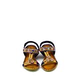 GUJA BLG151-3 SİYAH KADIN TAŞLI DOLGU TOPUK SANDALET