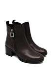 CASTLE BLACK CB92163 KAHVERENGİ KADIN TÜM YÜZ FERMUAR DETAYLI BOT