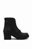 CASTLE BLACK CB-2615 SİYAH KADIN TOPUKLU POSTAL BOT