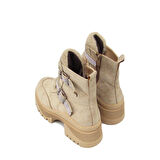 BEETY AKYN-132.22011 BEJ SÜET KADIN TRAKTÖR TABAN KEMERLİ BOT