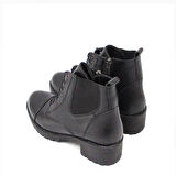 KANUGA SCL-058 SİYAH KADIN STREÇ DETAYLI BAĞLI YARIM BOT