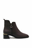 CASTLE BLACK CB9780-1 KAHVERENGİ KADIN KALIN TOPUK FERMUAR DETAYLI BOT