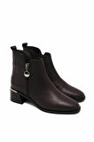 CASTLE BLACK CB9780-1 KAHVERENGİ KADIN KALIN TOPUK FERMUAR DETAYLI BOT