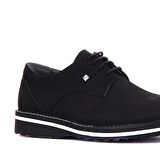 FOSCO FSC8071 SİYAH NUBUK ERKEK TÜM YÜZ BAĞLI İĞNE BASKILI KLASİK EVA TABAN AYAKKABI