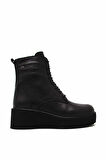 CASTLE BLACK CB62661 SİYAH KADIN FERMUAR DETAYLI BAĞLI BOT