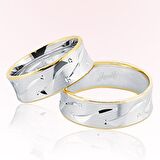 Beyaz Sarı Altın Alyans 6609