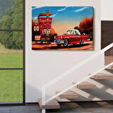 Kırmızı Klasik Araba Tablosu-6611