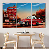 Kırmızı Klasik Araba Tablosu-6611
