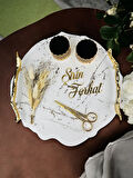 Devotiony Felsefesiyle Gold Polyester Söz ve Nişan Tepsisi 