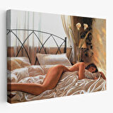 Yataktaki Güzel Kadın Dekoratif Duvar Tablosu-6617