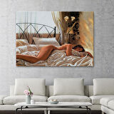 Yataktaki Güzel Kadın Dekoratif Duvar Tablosu-6617