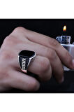 Siyah Oniks Taşlı Grek Desen Özel Seri Erkek Gümüş Yüzük - Ey3089