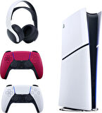Sony Playstation 5 Slim İthalatçı Garantili + 2.  Kırmızı Dualsense + Pulse 3D Kablosuz Kulaklık