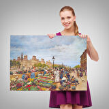 Pariste Ortaçağ Çiçek Pazarı Tablosu-6624