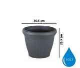 Omnipazar SO-HS03 Plastik Hasır Desenli Dekoratif Saksı 10 Litre No 3