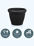 Omnipazar SO-HS03 Plastik Hasır Desenli Dekoratif Saksı 10 Litre No 3