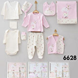 KIZ BEBEK GAYE ORGANİK 0-3 AY ÇİÇEKLİ TAVŞAN NAKIŞLI 10 LU HASTANE ÇIKIŞ ZIBIN SETİ