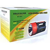 Gold Silver Gs-2621 15W 5000 Metre Mesafeli Projektör Şarjlı El Feneri El Lambası