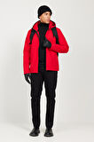 Erkek Kırmızı Standart Fit Normal Kesim Dik Yaka Softshell Mont