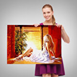 Pencere Önündeki Kadın Tablosu-6633