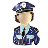 Uretti - Melik 9215 1742 Mineli Kadın Polis Broş / Yaka İğnesi