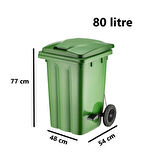 Omnipazar SY-6504 Pedallı Tekerlekli Kapaklı Çöp Konteyneri 80 lt Yeşil