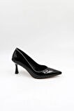 Park Moda Kadın Klasik Topuklu Ayakkabı PM537 K1501 - Siyah Rugan