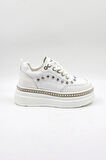 Kriste Bell İthal Single Taşlı Model Kadın Sneakers Spor Ayakkabı KB0051 Beyaz