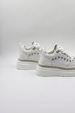 Kriste Bell İthal Single Taşlı Model Kadın Sneakers Spor Ayakkabı KB0051 Beyaz