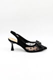 Kriste Bell Kısa Topuklu Fiyonk Detaylı Tokalı Stiletto KB1000 Siyah