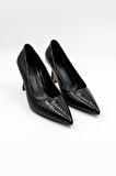 Park Moda Kroko Kadın Topuklu Ayakkabı PM537 Siyah