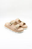 Venüs Kadın Yazlık Kemer Detaylı Deri Terlik VN470009Y Bej