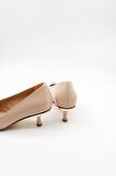 Park Moda Kısa Topuklu Şık Kadın Ayakkabı PM207 Bej Cilt