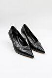 Park Moda Kısa Topuklu Şık Kadın Ayakkabı PM207 Siyah Cilt