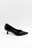 Park Moda Kısa Topuklu Kadın Ayakkabı PM439 K902 - Siyah Rugan