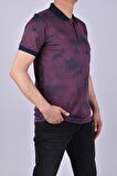 3511 ÇİZGİ KISA KOL T-SHIRT/BORDO MELANJ/L