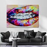 Diş Teli ve Renkli Dudaklar Graffti Tablosu-6651