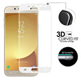 Microsonic Samsung Galaxy J7 Pro Tam Kaplayan Temperli Cam Ekran koruyucu Kırılmaz Film Beyaz