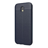 Microsonic Samsung Galaxy J7 Pro Kılıf Deri Dokulu Silikon Lacivert