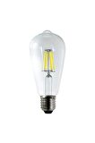 Led Rustik Şeffaf 6 W Beyaz Işık Ampul 2'li Paket