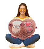 İthal Kalp Formunda, Aplikeli Peluş KUZU El ısıtma Yastığı