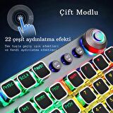 TechTic Mekanik Klavye Mouse Seti Kablolu Klavye 2.4G Mouse RGB Bilek Desteği Daktilo Klavye Retro