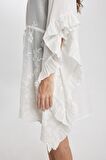 DeFacto V Yaka Baskılı Beyaz Kimono-Fall in Love B8161AX24SMWT16