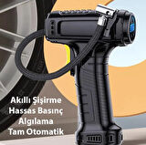 DİJİTAL ŞARJLI KABLOSUZ TAŞINABİLİR LASTİK HAVA POMPASI KOMPRESÖRÜ 120PSİ IŞIKLI 