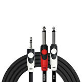 Kirlin LGY362L3MBK 3,5mm TRS - 2 x 1/4 Mono 3mt. Gitar Jakı
