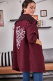 Kadın Bordo Sırtı Çiçek Baskılı Mevsimlik Ceket ARM-20K024030