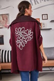 Kadın Bordo Sırtı Çiçek Baskılı Mevsimlik Ceket ARM-20K024030